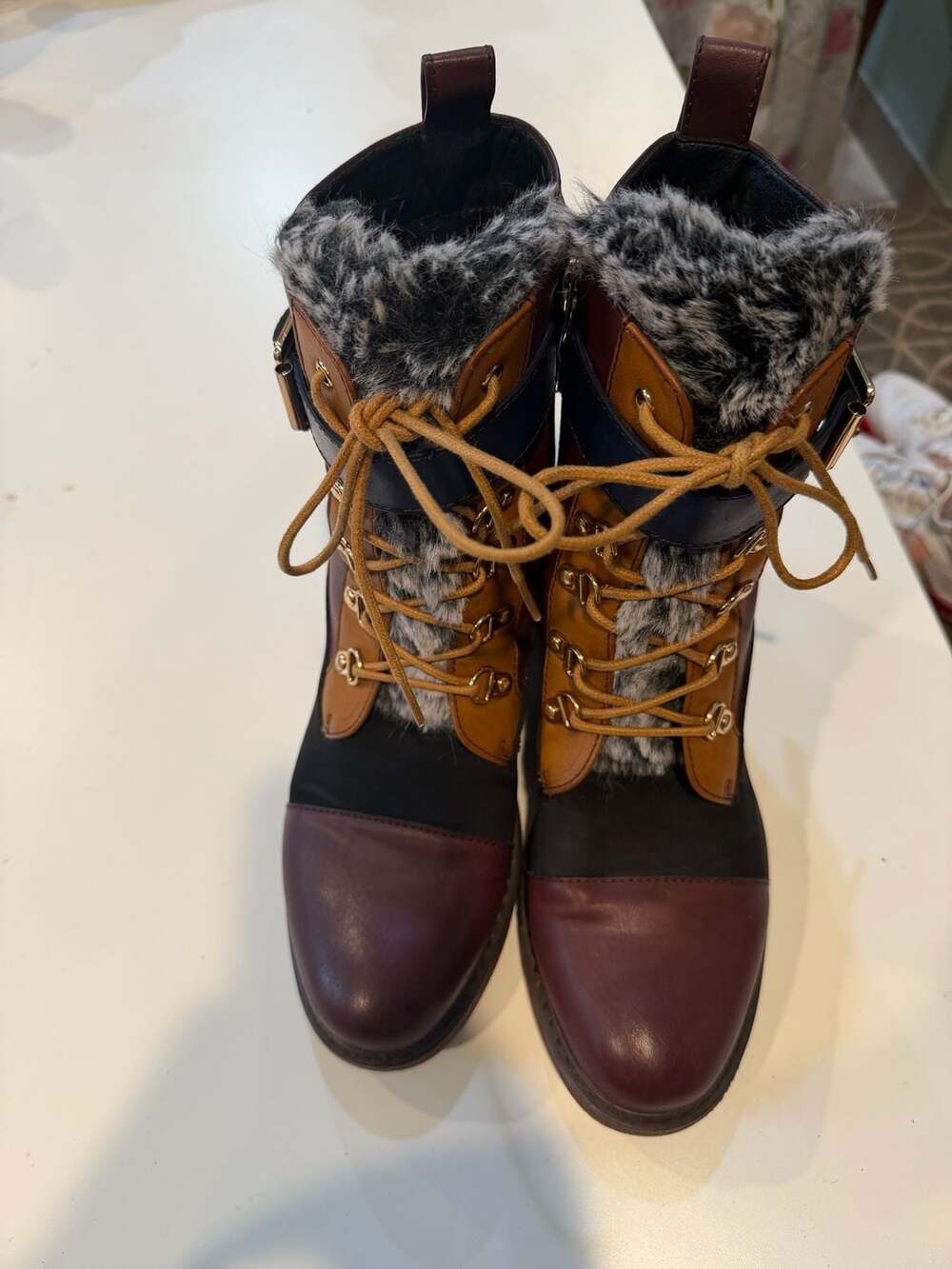 Patrizia by Spring Step Hilvia Faux Fur Lace-Up Boots